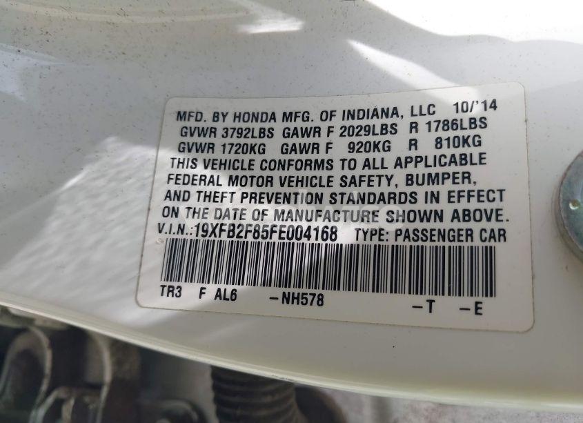 Photo 9 of 2015 Honda Civic EX (VIN 19XFB2F85FE004168)