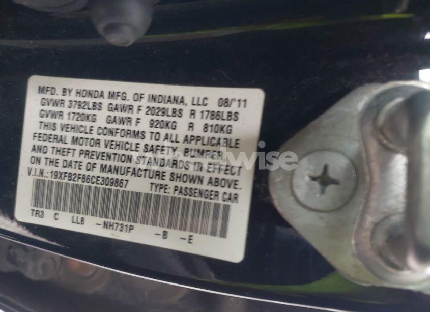 Photo 9 of 2012 Honda Civic EX (VIN 19XFB2F86CE309867)