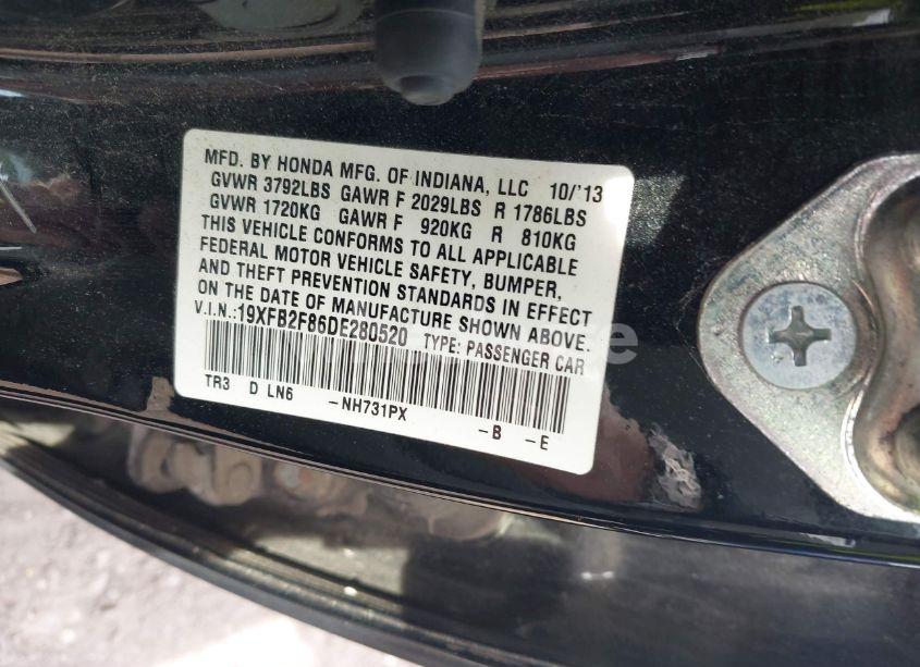 Photo 9 of 2013 Honda Civic EX (VIN 19XFB2F86DE280520)