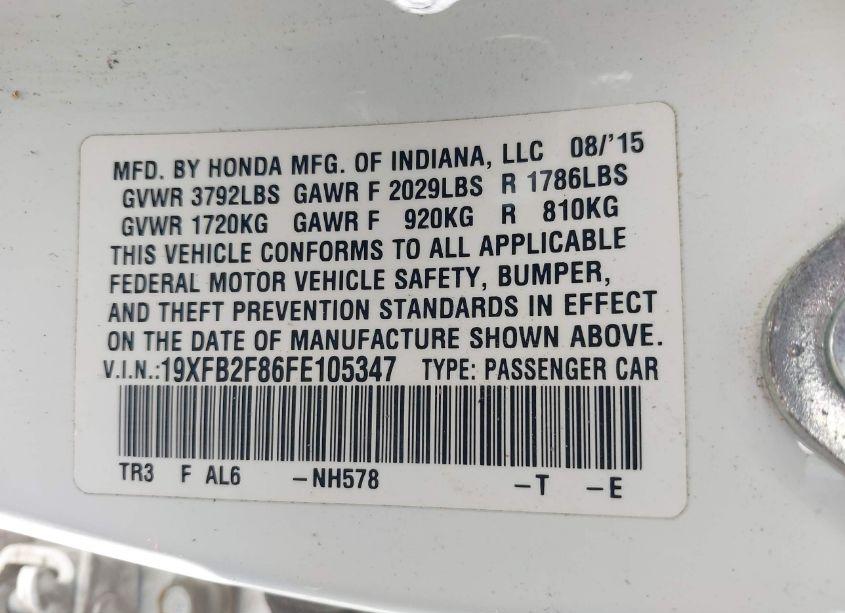 Photo 9 of 2015 Honda Civic EX (VIN 19XFB2F86FE105347)