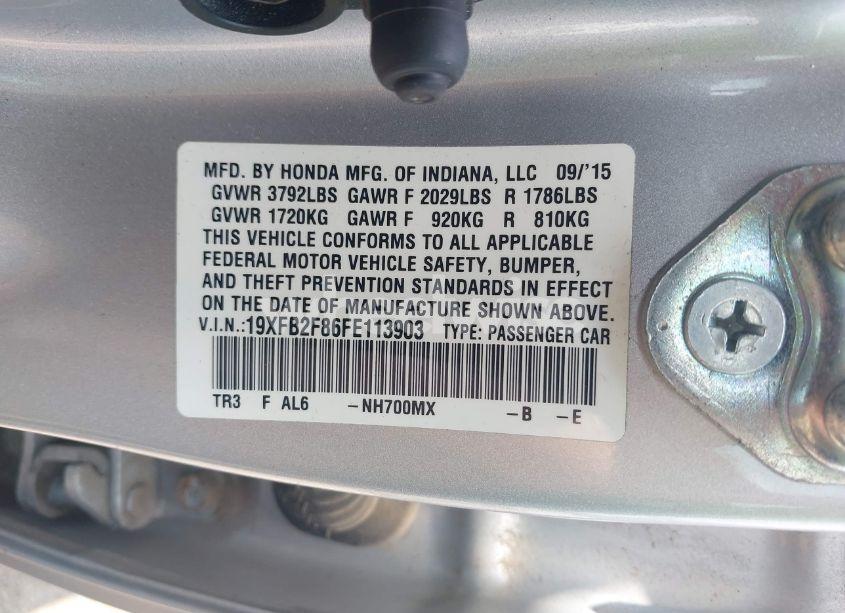 Photo 9 of 2015 Honda Civic EX (VIN 19XFB2F86FE113903)