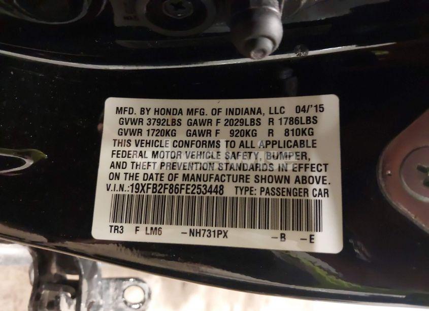Photo 9 of 2015 Honda Civic EX (VIN 19XFB2F86FE253448)