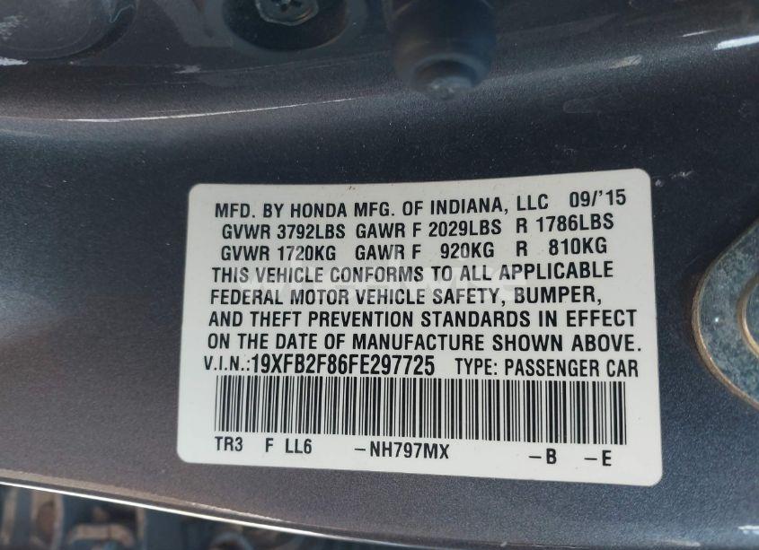 Photo 9 of 2015 Honda Civic EX (VIN 19XFB2F86FE297725)