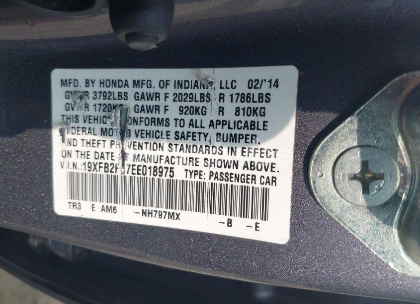 Photo 9 of 2014 Honda Civic EX (VIN 19XFB2F87EE018975)