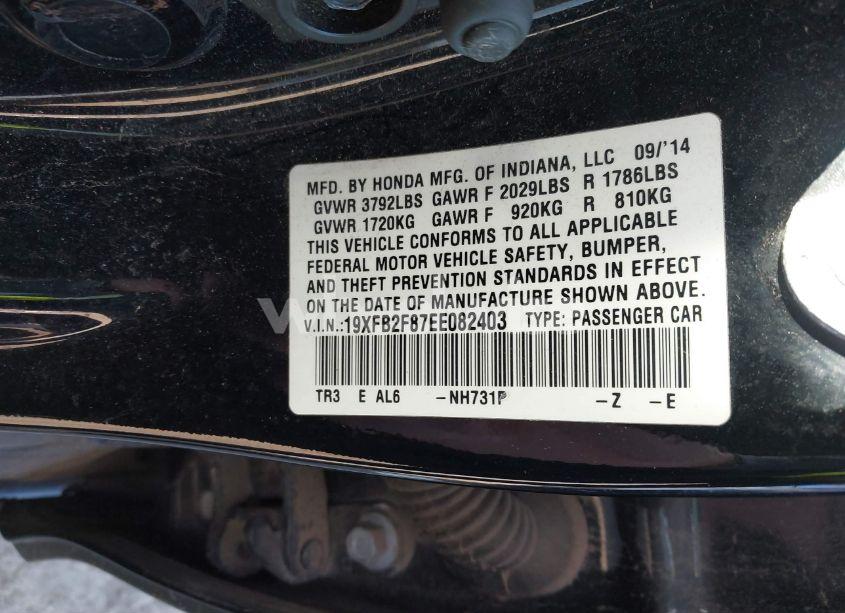 Photo 9 of 2014 Honda Civic EX (VIN 19XFB2F87EE082403)