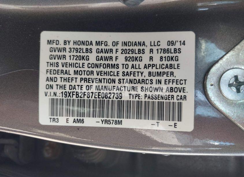 Photo 9 of 2014 Honda Civic EX (VIN 19XFB2F87EE082739)