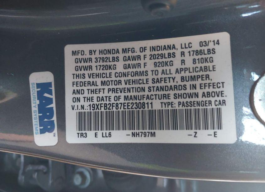 Photo 9 of 2014 Honda Civic EX (VIN 19XFB2F87EE230811)