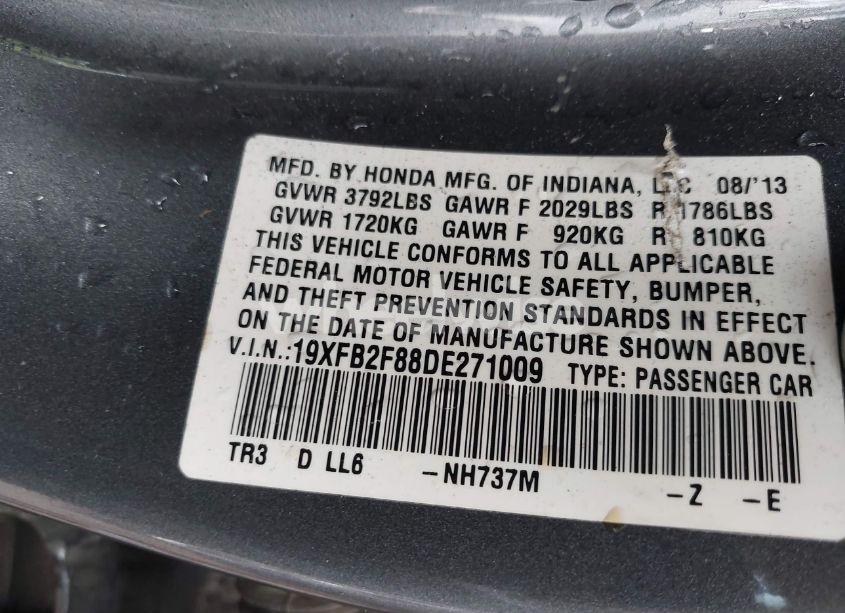 Photo 9 of 2013 Honda Civic EX (VIN 19XFB2F88DE271009)