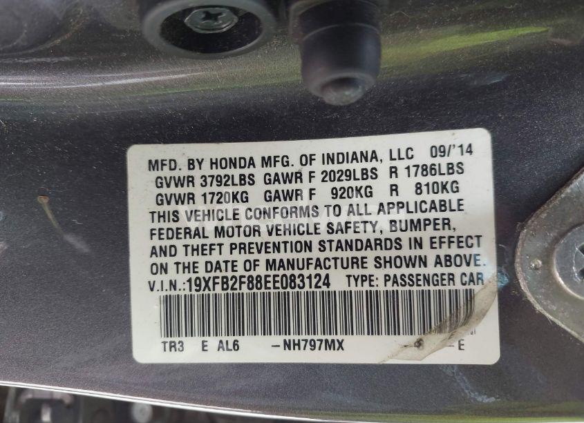 Photo 9 of 2014 Honda Civic EX (VIN 19XFB2F88EE083124)