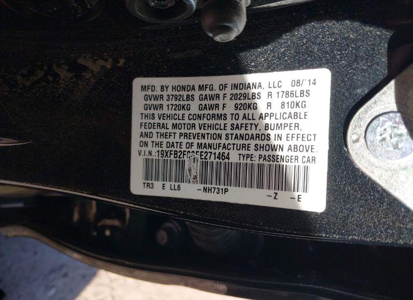 Photo 9 of 2014 Honda Civic EX (VIN 19XFB2F88EE271464)