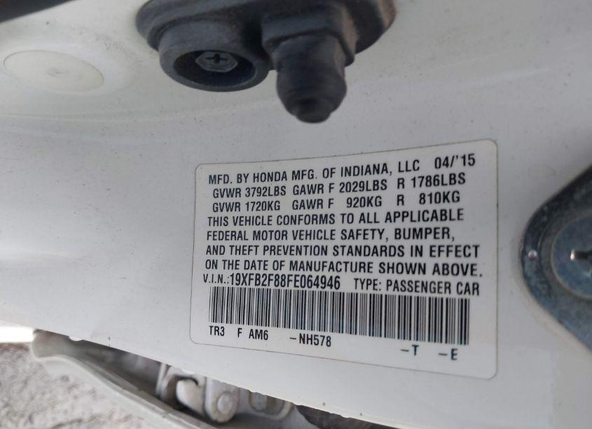Photo 9 of 2015 Honda Civic EX (VIN 19XFB2F88FE064946)