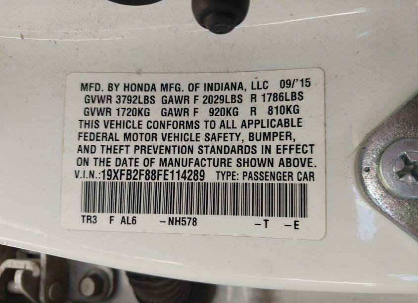 Photo 9 of 2015 Honda Civic EX (VIN 19XFB2F88FE114289)