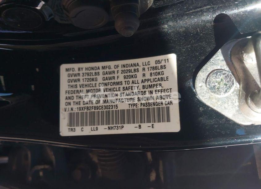 Photo 9 of 2012 Honda Civic EX (VIN 19XFB2F89CE302315)