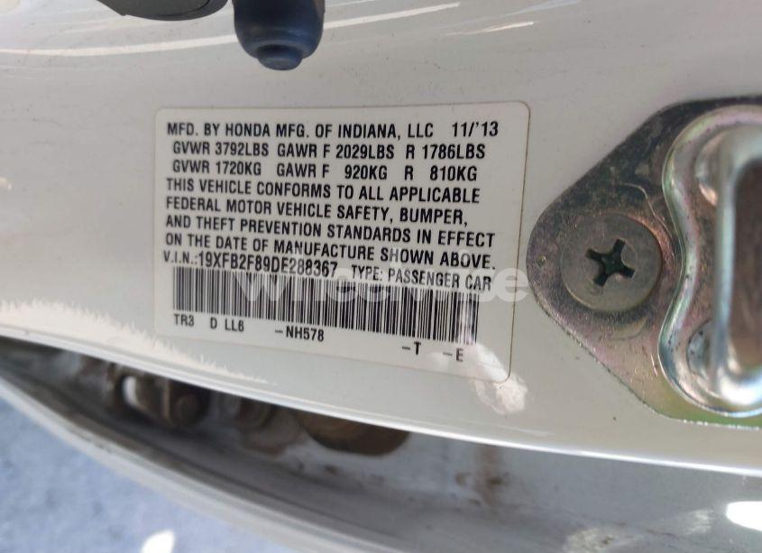 Photo 9 of 2013 Honda Civic EX (VIN 19XFB2F89DE288367)