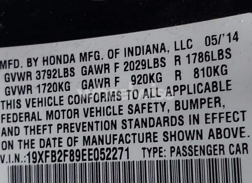 Photo 9 of 2014 Honda Civic EX (VIN 19XFB2F89EE052271)