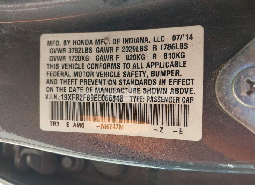 Photo 9 of 2014 Honda Civic EX (VIN 19XFB2F89EE066848)