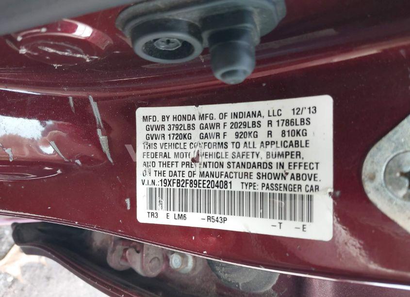 Photo 9 of 2014 Honda Civic EX (VIN 19XFB2F89EE204081)