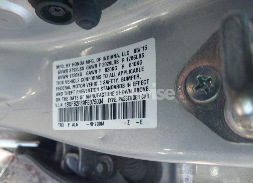 Photo 9 of 2015 Honda Civic EX (VIN 19XFB2F89FE075034)