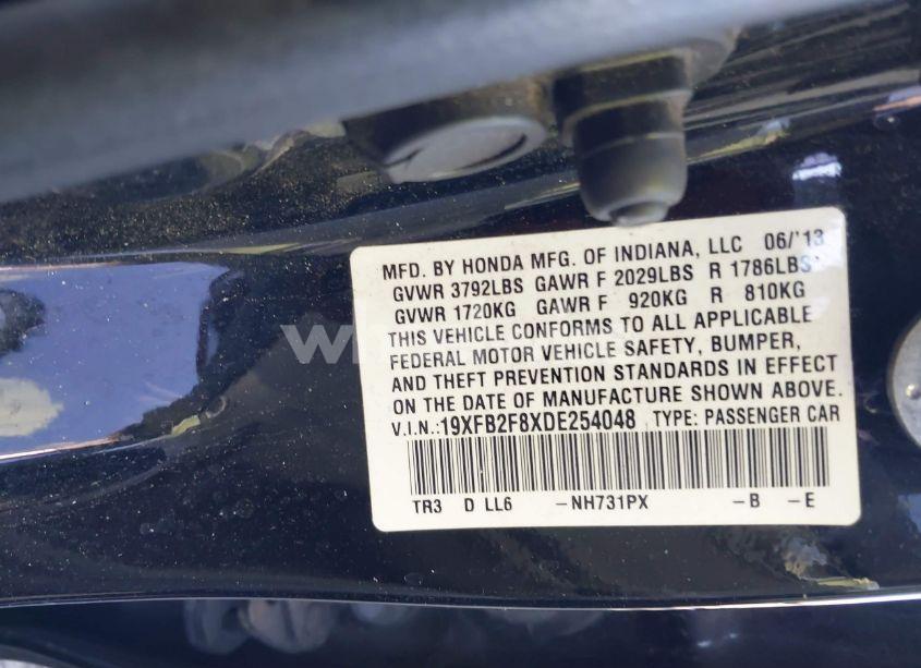 Photo 9 of 2013 Honda Civic EX (VIN 19XFB2F8XDE254048)