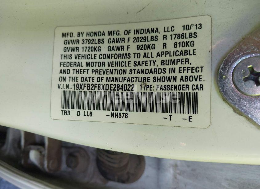 Photo 9 of 2013 Honda Civic EX (VIN 19XFB2F8XDE284022)