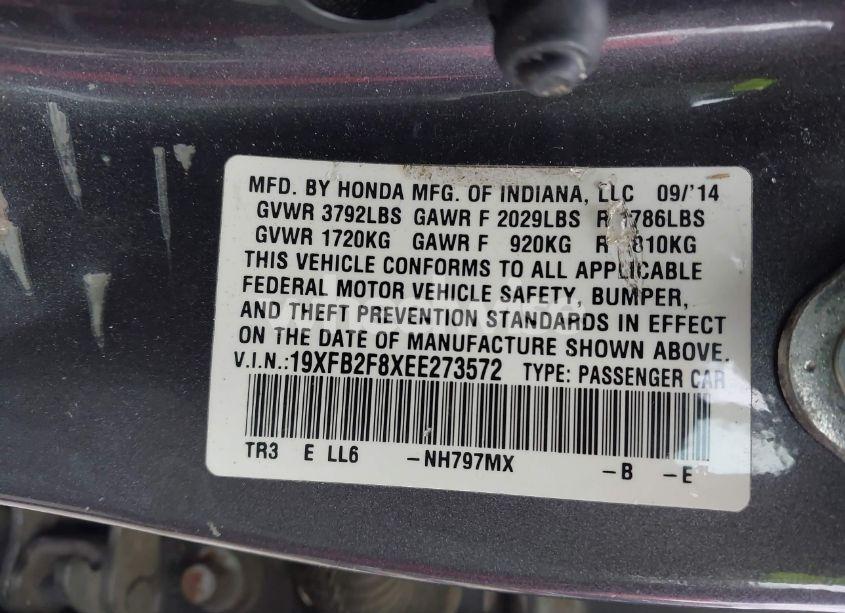 Photo 9 of 2014 Honda Civic EX (VIN 19XFB2F8XEE273572)