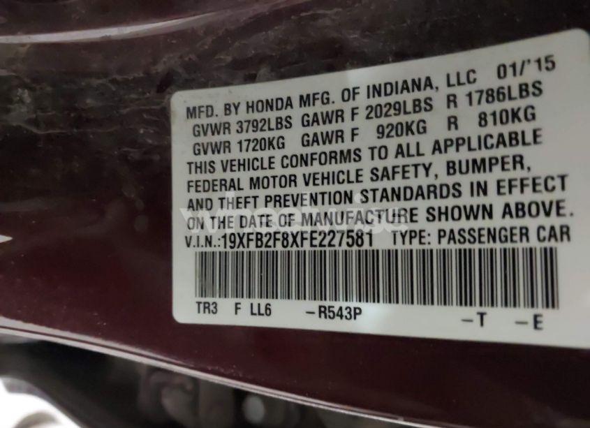 Photo 9 of 2015 Honda Civic EX (VIN 19XFB2F8XFE227581)