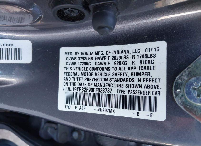 Photo 9 of 2015 Honda Civic EX-L (VIN 19XFB2F90FE038737)
