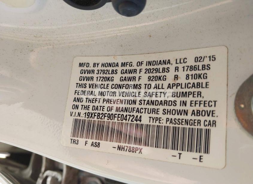 Photo 9 of 2015 Honda Civic EX-L (VIN 19XFB2F90FE047244)