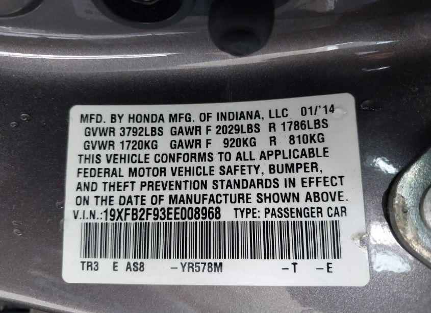 Photo 9 of 2014 Honda Civic EX-L (VIN 19XFB2F93EE008968)
