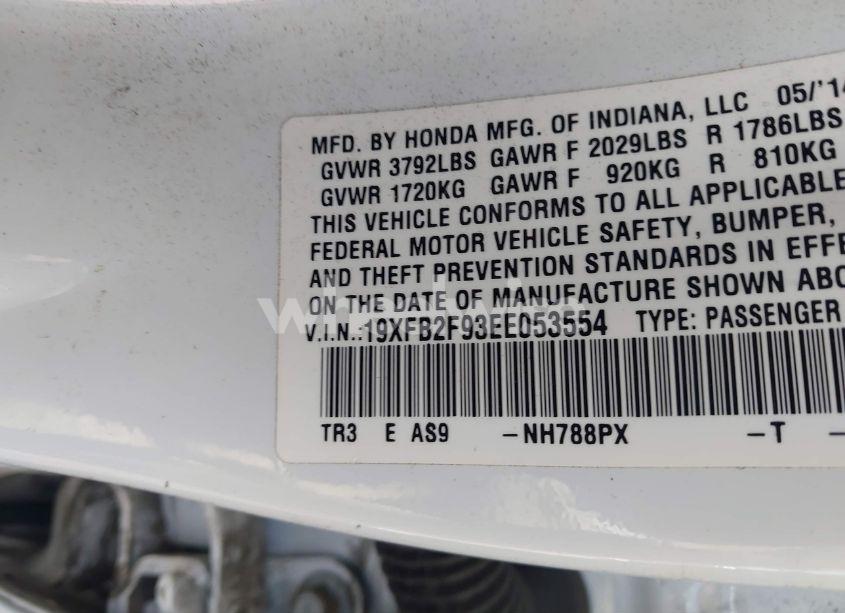 Photo 9 of 2014 Honda Civic EX-L (VIN 19XFB2F93EE053554)