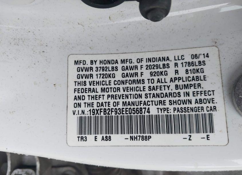 Photo 9 of 2014 Honda Civic EX-L (VIN 19XFB2F93EE056874)