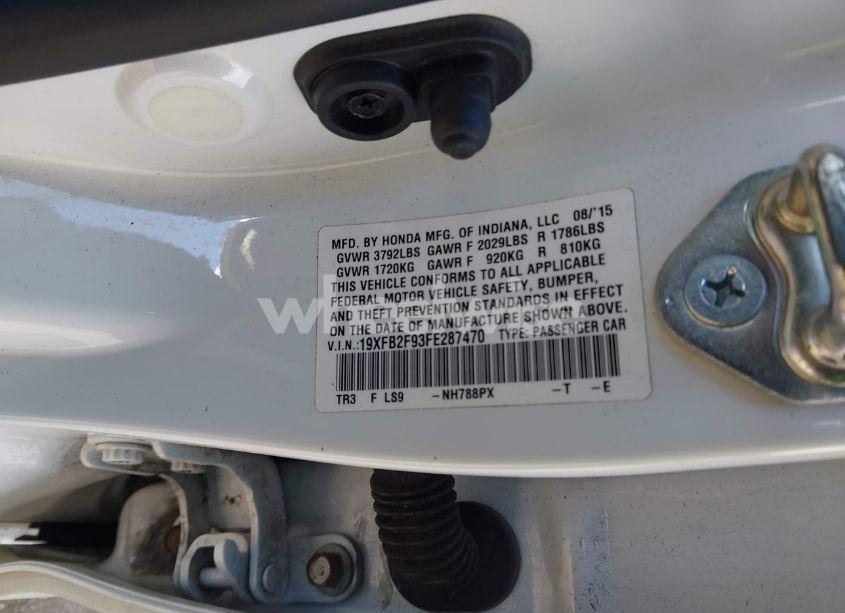 Photo 9 of 2015 Honda Civic EX-L (VIN 19XFB2F93FE287470)