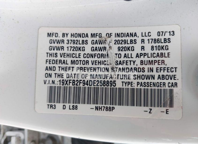 Photo 9 of 2013 Honda Civic EX-L (VIN 19XFB2F94DE258895)