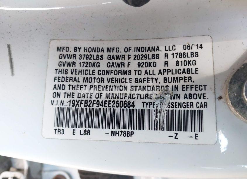 Photo 9 of 2014 Honda Civic EX-L (VIN 19XFB2F94EE250684)