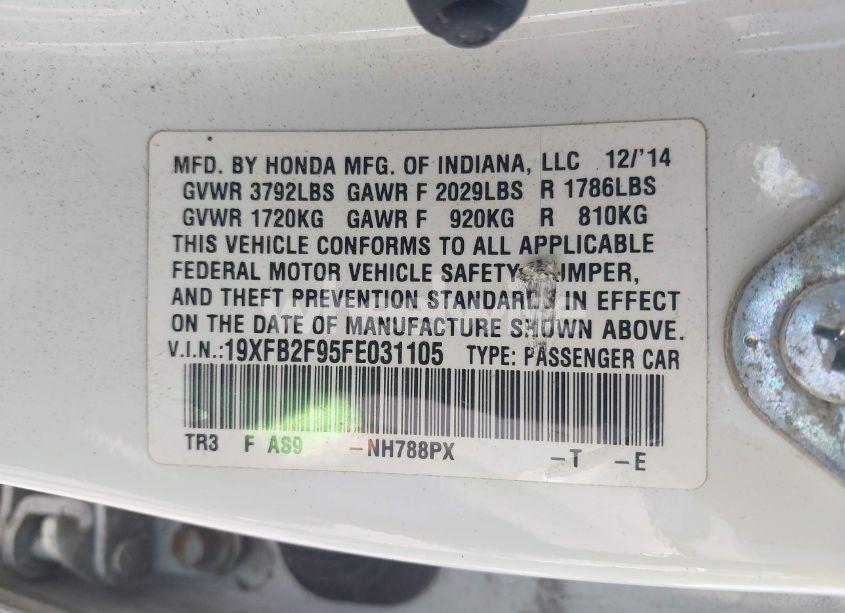 Photo 9 of 2015 Honda Civic EX-L (VIN 19XFB2F95FE031105)