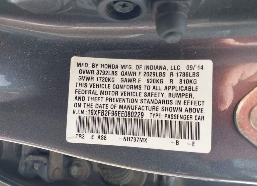 Photo 9 of 2014 Honda Civic EX-L (VIN 19XFB2F96EE080229)