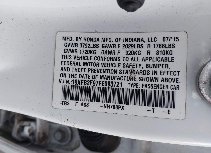 Photo 9 of 2015 Honda Civic EX-L (VIN 19XFB2F97FE093721)