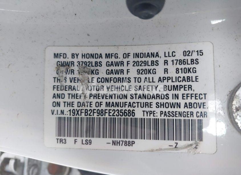 Photo 9 of 2015 Honda Civic EX-L (VIN 19XFB2F98FE235686)