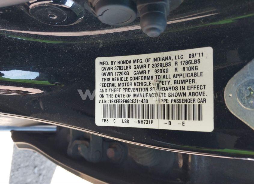 Photo 9 of 2012 Honda Civic EX-L (VIN 19XFB2F99CE311430)