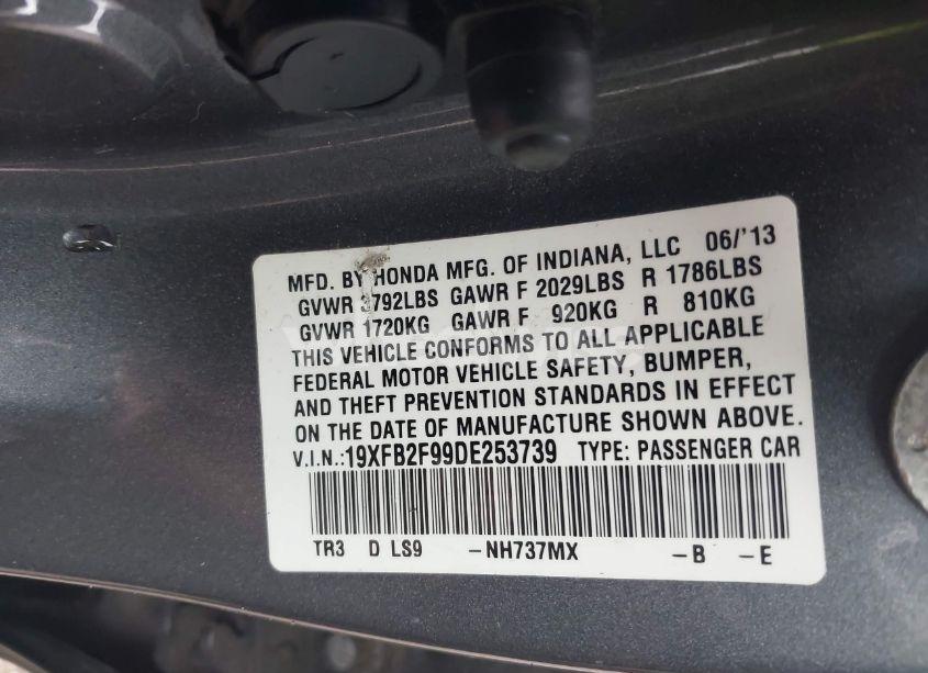 Photo 9 of 2013 Honda Civic EX-L (VIN 19XFB2F99DE253739)