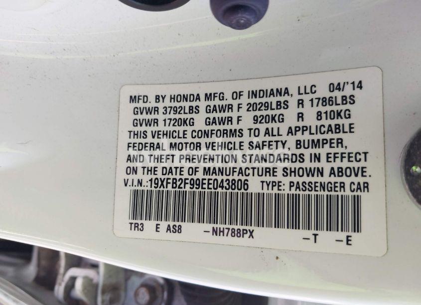 Photo 9 of 2014 Honda Civic EX-L (VIN 19XFB2F99EE043806)