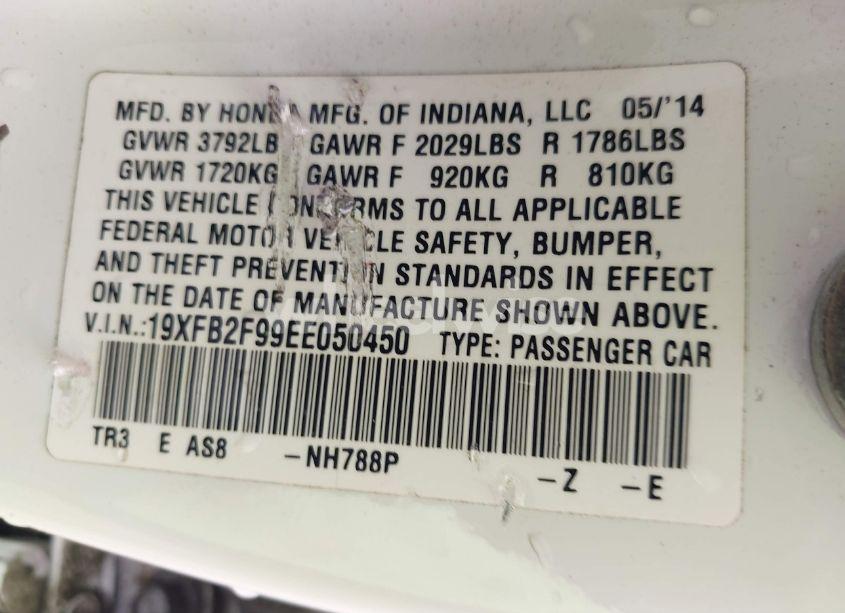 Photo 9 of 2014 Honda Civic EX-L (VIN 19XFB2F99EE050450)