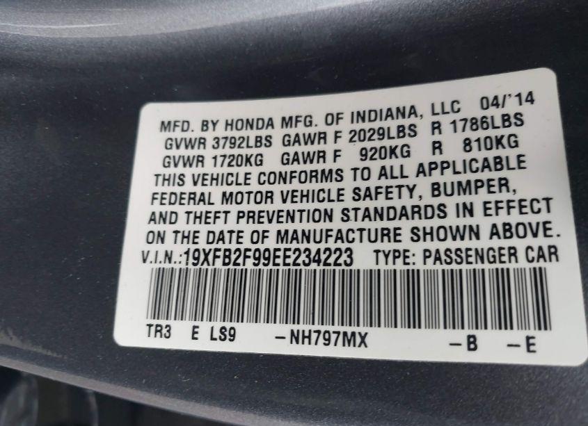 Photo 9 of 2014 Honda Civic EX-L (VIN 19XFB2F99EE234223)