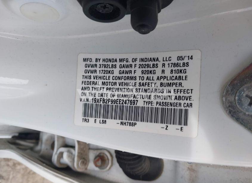 Photo 9 of 2014 Honda Civic EX-L (VIN 19XFB2F99EE247697)