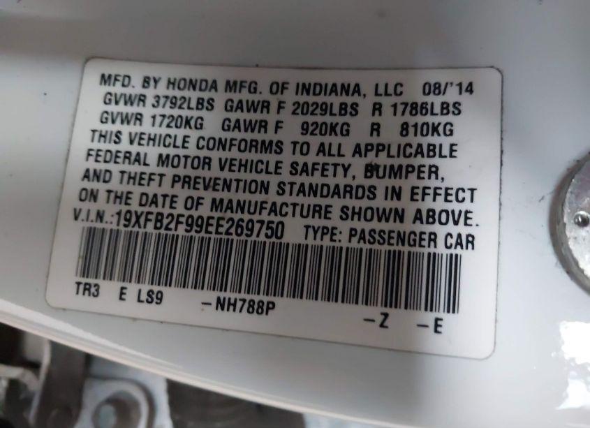 Photo 9 of 2014 Honda Civic EX-L (VIN 19XFB2F99EE269750)