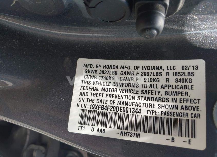 Photo 9 of 2013 Honda Civic HYBRID (VIN 19XFB4F20DE001344)