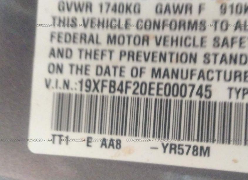 Photo 9 of 2014 Honda Civic HYBRID (VIN 19XFB4F20EE000745)