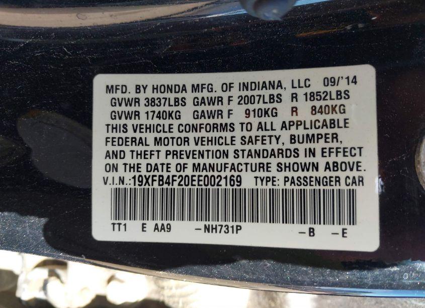 Photo 9 of 2014 Honda Civic HYBRID (VIN 19XFB4F20EE002169)