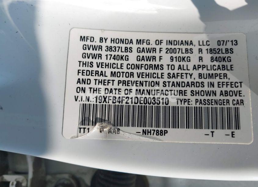 Photo 9 of 2013 Honda Civic HYBRID (VIN 19XFB4F21DE003510)