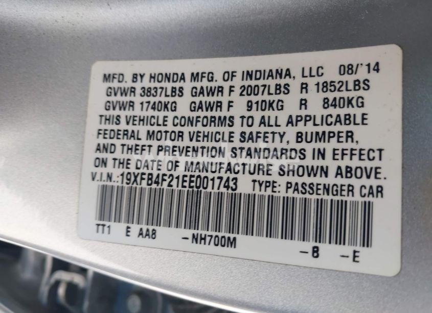 Photo 9 of 2014 Honda Civic HYBRID (VIN 19XFB4F21EE001743)